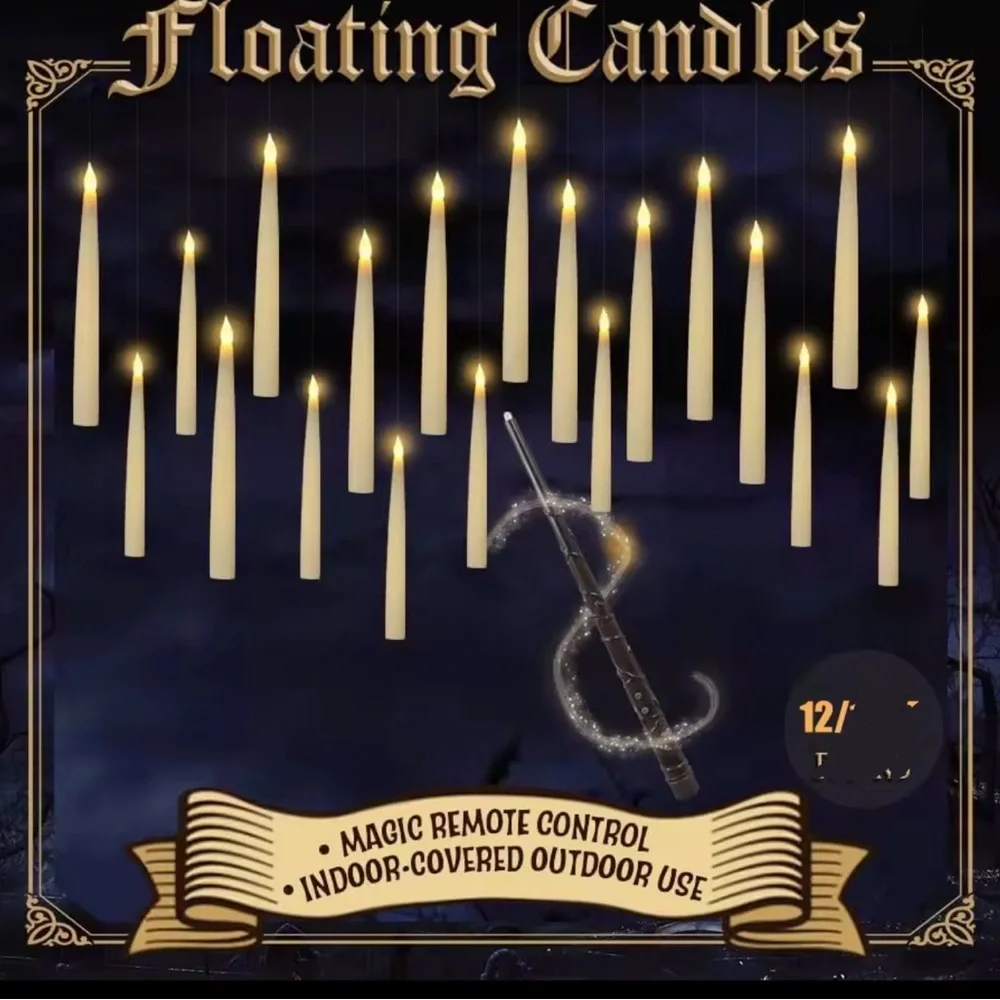 12 Harry Potter Floating Candles with Remote Control LED Decor